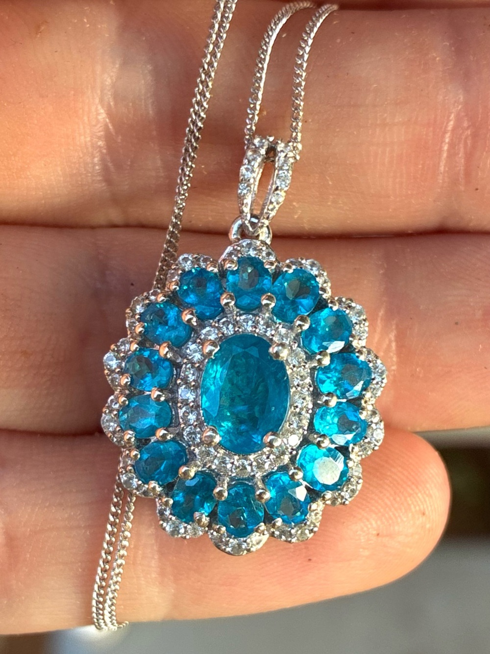 5.00 ctw untreated genuine neon apatite/topaz  solid sterling  -new! Nice!$899